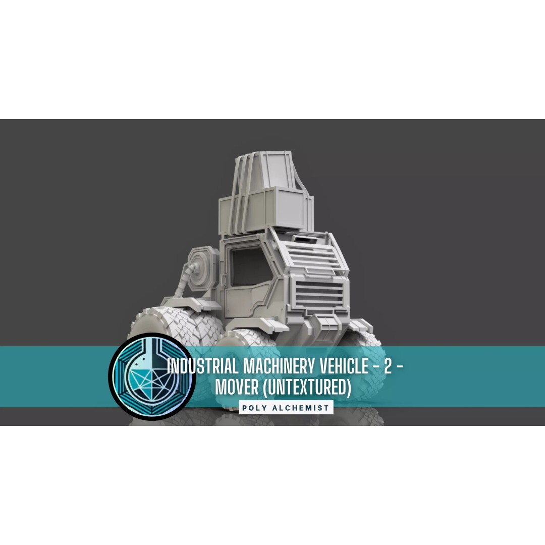 Industrial Machinery Vehicle 3D Model – Untextured Low-Poly Asset, FBX, OBJ - View 2
