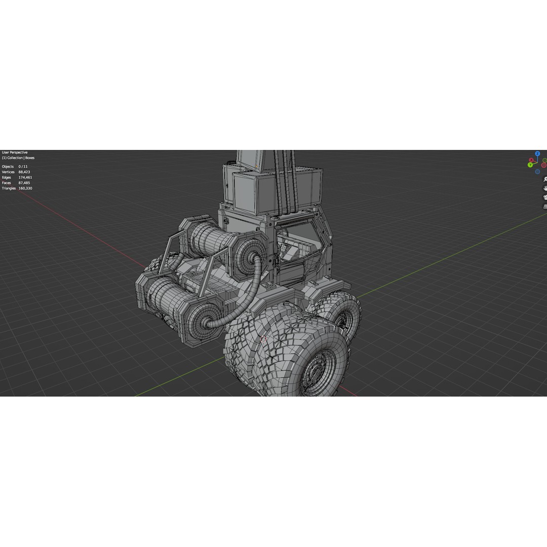 Industrial Machinery Vehicle 3D Model – Untextured Low-Poly Asset, FBX, OBJ - View 20