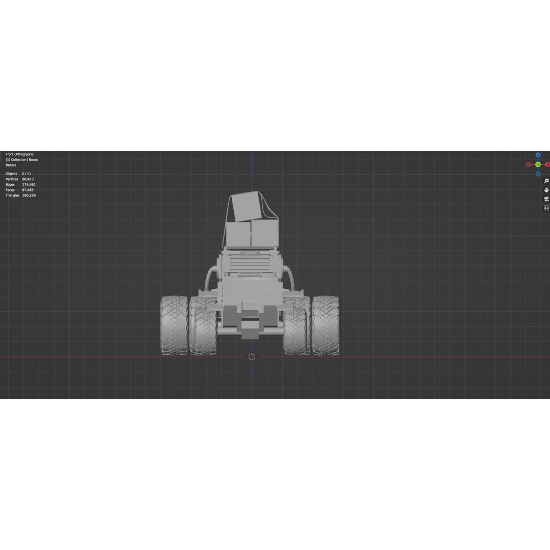 Industrial Machinery Vehicle 3D Model – Untextured Low-Poly Asset, FBX, OBJ - View 21