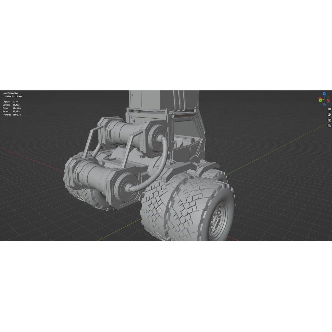 Industrial Machinery Vehicle 3D Model – Untextured Low-Poly Asset, FBX, OBJ - View 22