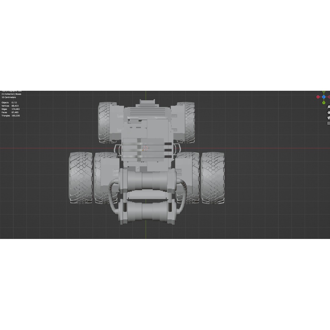Industrial Machinery Vehicle 3D Model – Untextured Low-Poly Asset, FBX, OBJ - View 23