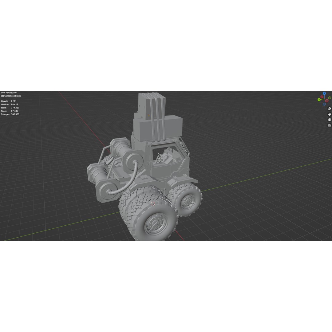 Industrial Machinery Vehicle 3D Model – Untextured Low-Poly Asset, FBX, OBJ - View 24
