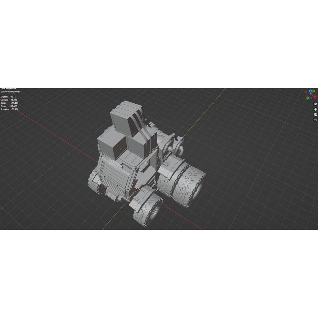 Industrial Machinery Vehicle 3D Model – Untextured Low-Poly Asset, FBX, OBJ - View 25