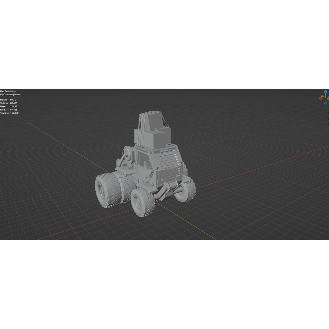 Industrial Machinery Vehicle 3D Model – Untextured Low-Poly Asset, FBX, OBJ - View 29