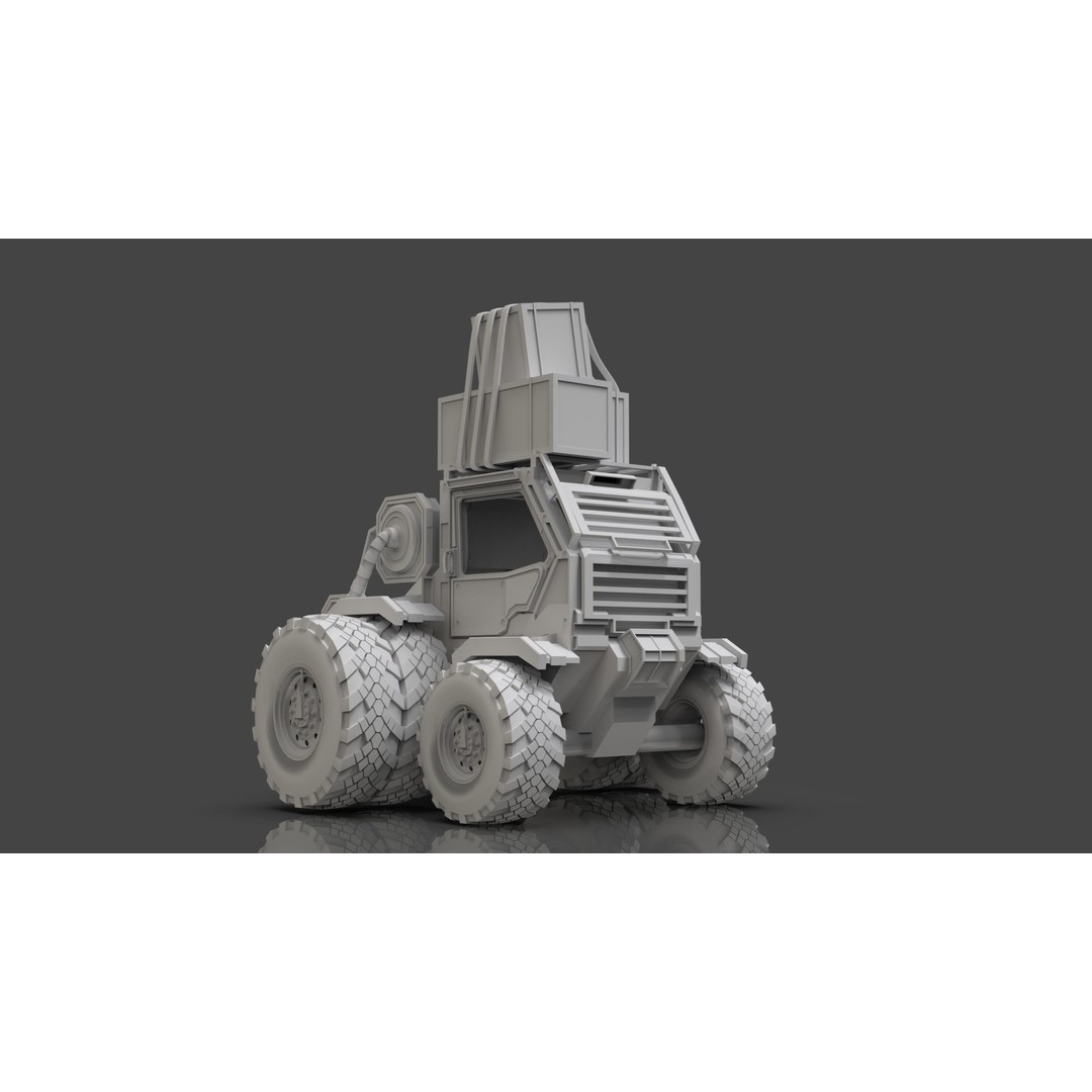 Industrial Machinery Vehicle 3D Model – Untextured Low-Poly Asset, FBX, OBJ - View 3