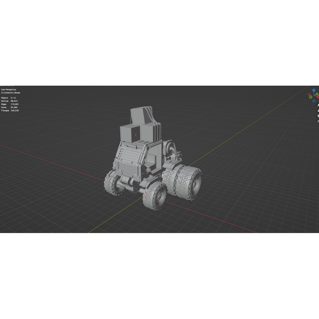 Industrial Machinery Vehicle 3D Model – Untextured Low-Poly Asset, FBX, OBJ - View 30
