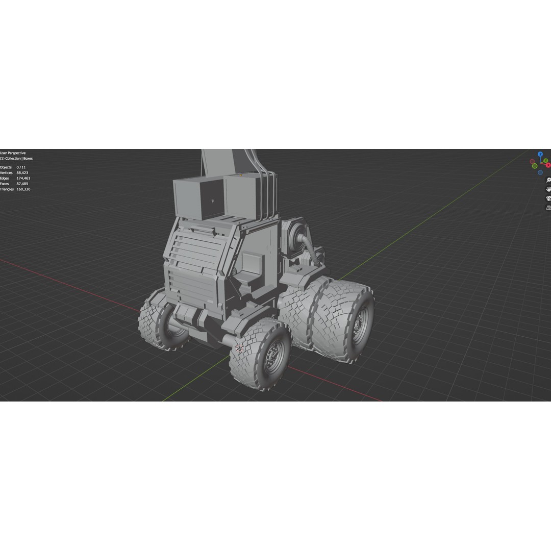 Industrial Machinery Vehicle 3D Model – Untextured Low-Poly Asset, FBX, OBJ - View 31