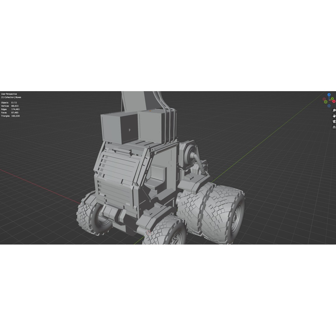 Industrial Machinery Vehicle 3D Model – Untextured Low-Poly Asset, FBX, OBJ - View 32
