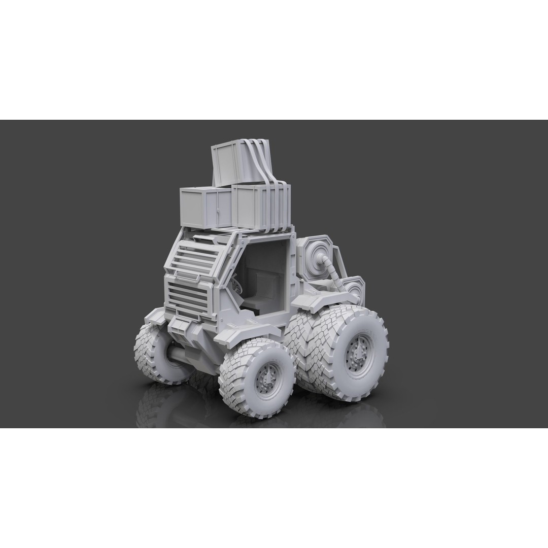 Industrial Machinery Vehicle 3D Model – Untextured Low-Poly Asset, FBX, OBJ - View 4