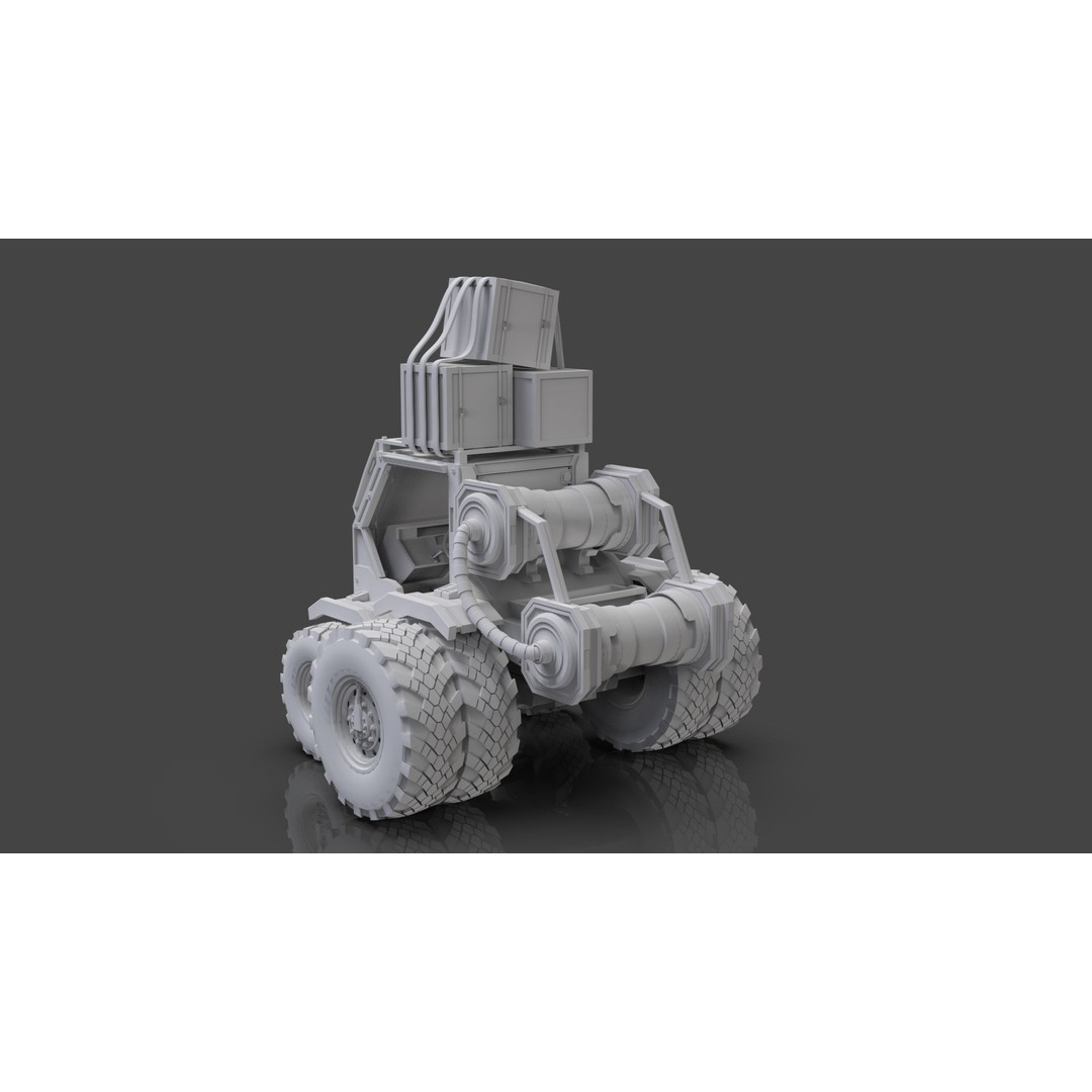 Industrial Machinery Vehicle 3D Model – Untextured Low-Poly Asset, FBX, OBJ - View 5