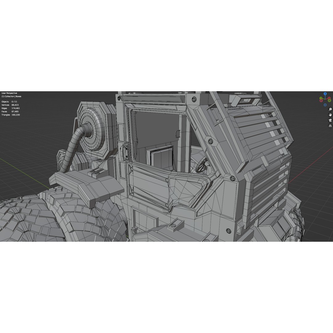 Industrial Machinery Vehicle 3D Model – Untextured Low-Poly Asset, FBX, OBJ - View 6