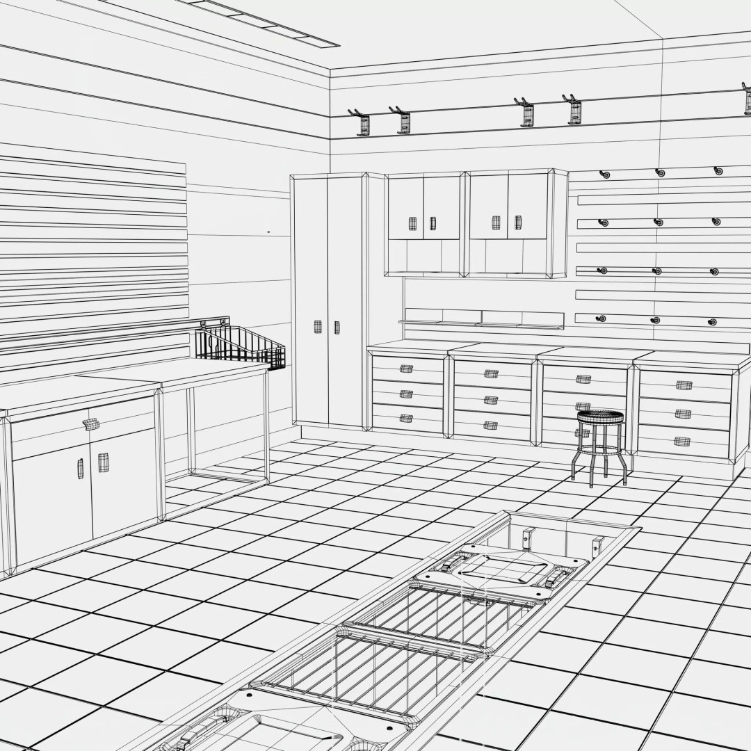 Auto Service Garage Interior M1 3D Model – Professional Layout, Blender & FBX