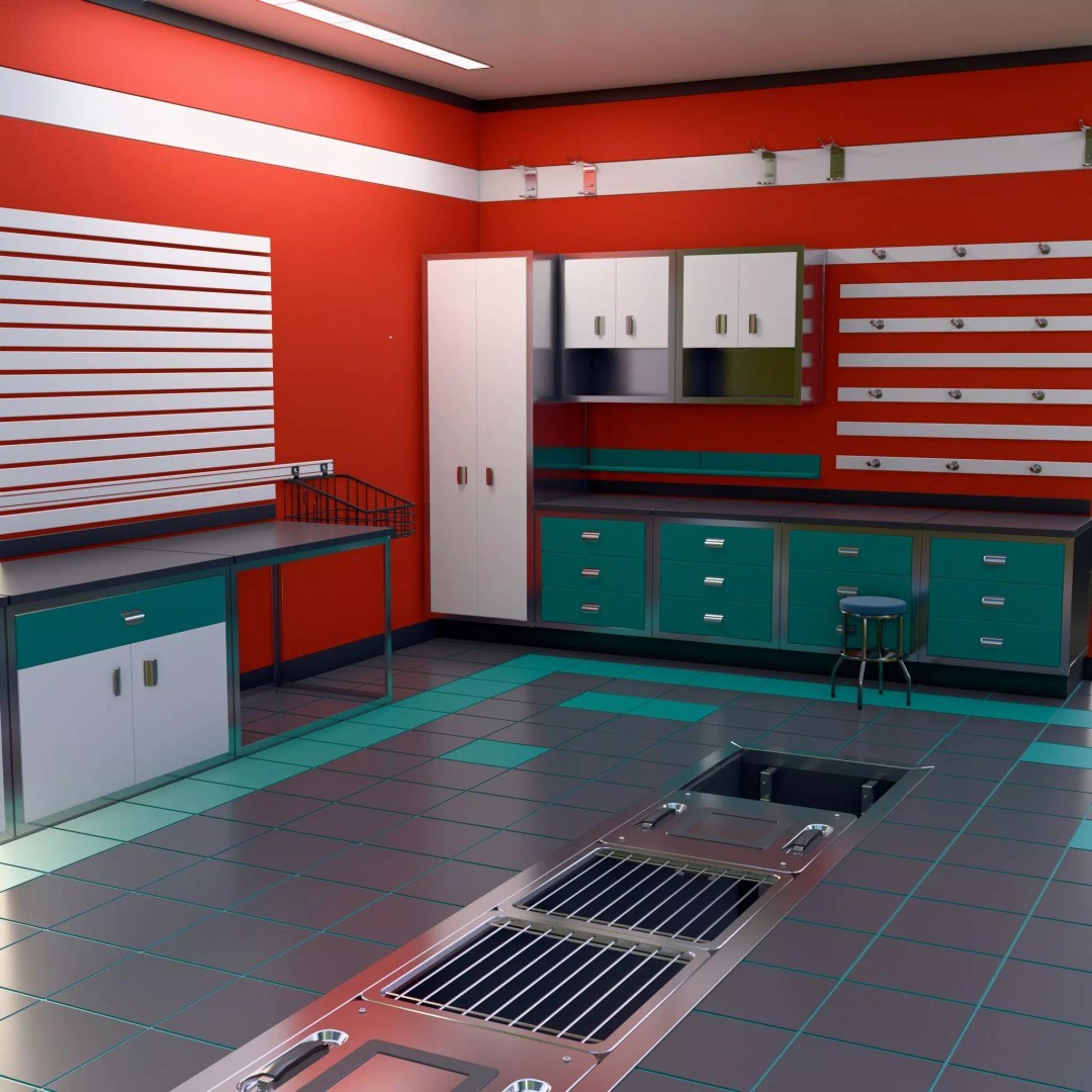 Auto Service Garage Interior M1 3D Model – Professional Layout, Blender & FBX - View 11