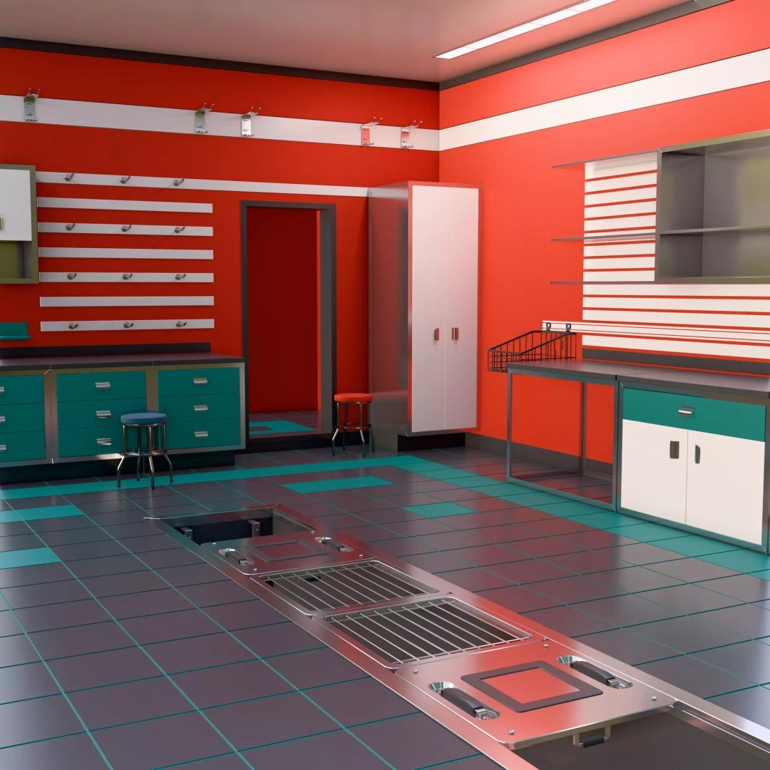 Auto Service Garage Interior M1 3D Model – Professional Layout, Blender & FBX - View 4