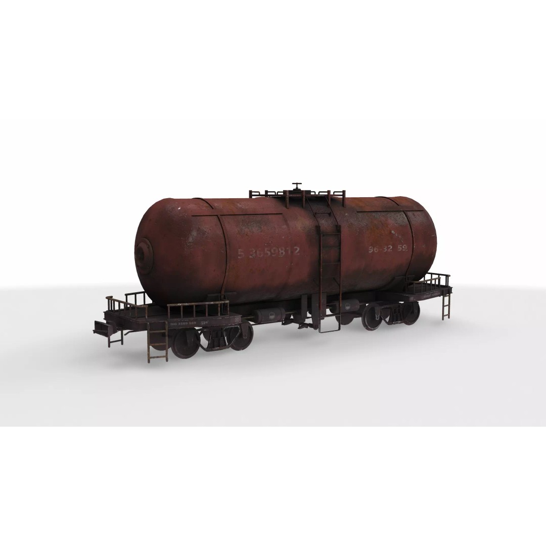 Tank Train Wagon 3D Model – PBR Game-Ready Asset, FBX - View 2
