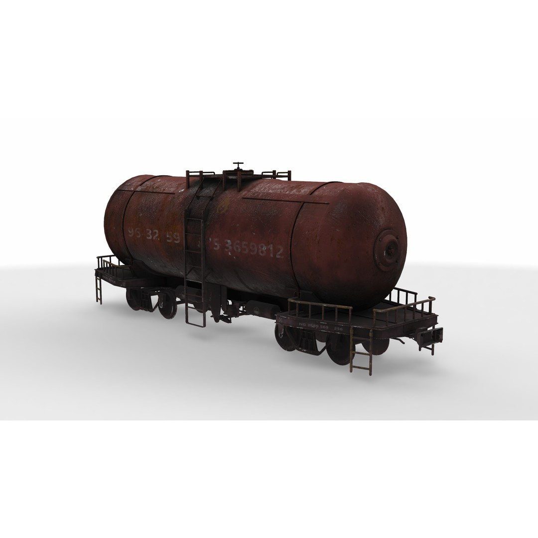 Tank Train Wagon 3D Model – PBR Game-Ready Asset, FBX - View 3