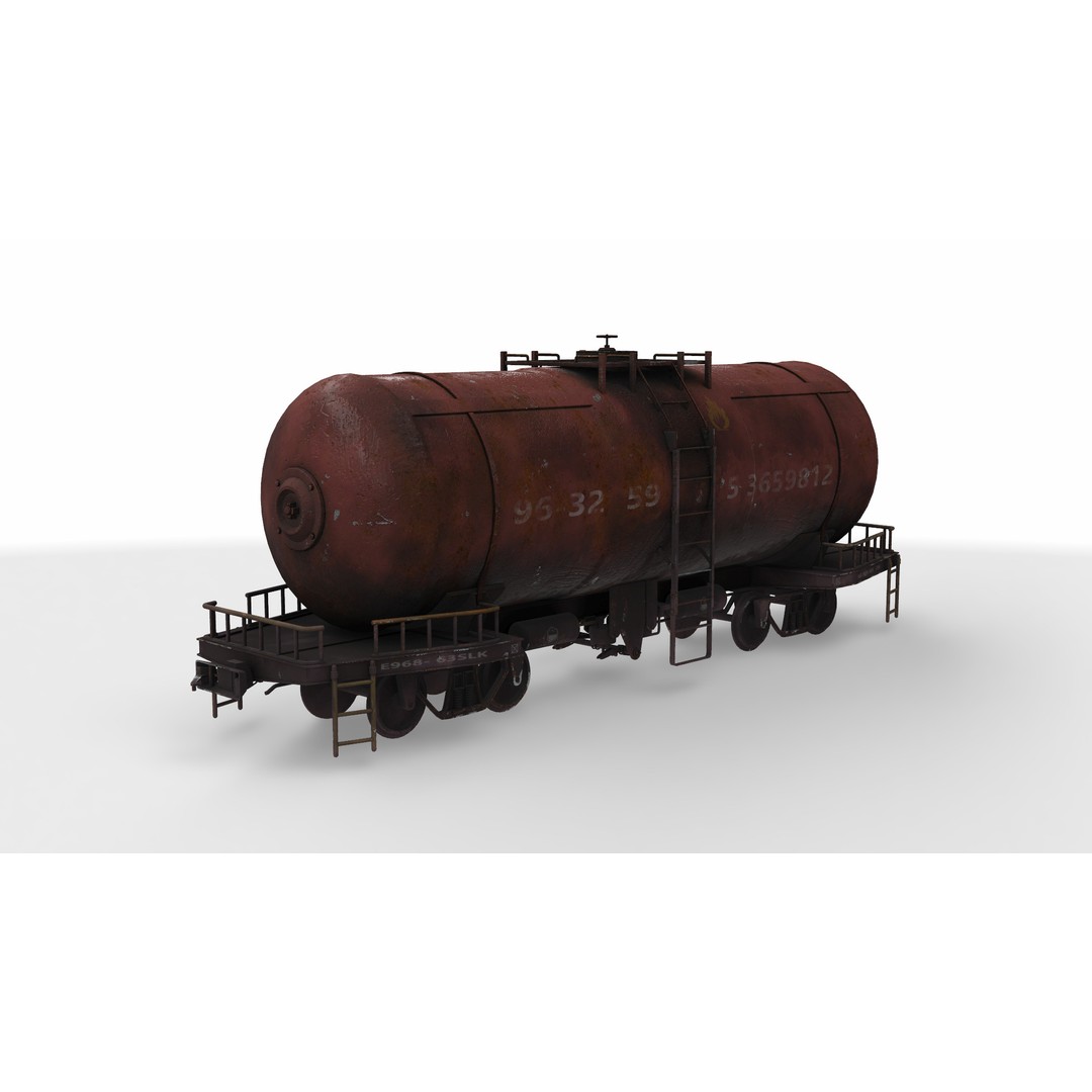 Tank Train Wagon 3D Model – PBR Game-Ready Asset, FBX - View 4