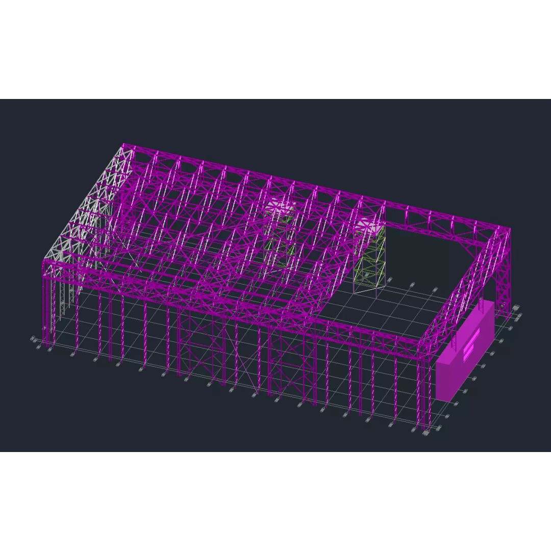 Steel Structure Hangar 3D Model – High-Quality CAD Asset for Engineering - View 4
