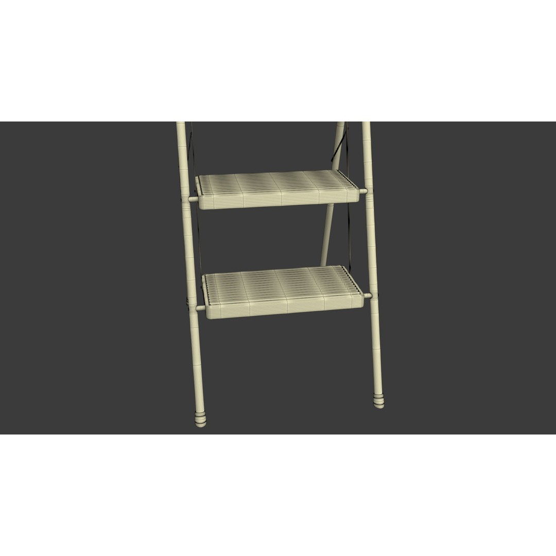 3 Step Folding Ladder 3D Model – Realistic PBR Asset, FBX, OBJ