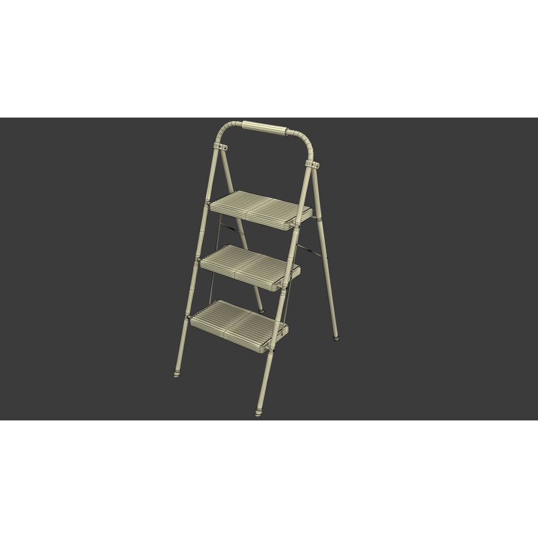 3 Step Folding Ladder 3D Model – Realistic PBR Asset, FBX, OBJ - View 10