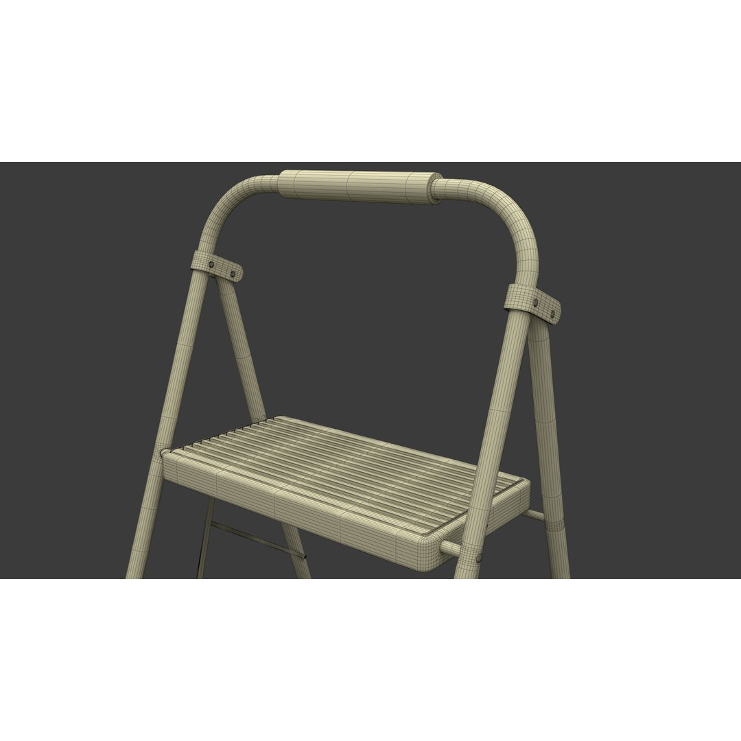 3 Step Folding Ladder 3D Model – Realistic PBR Asset, FBX, OBJ - View 12