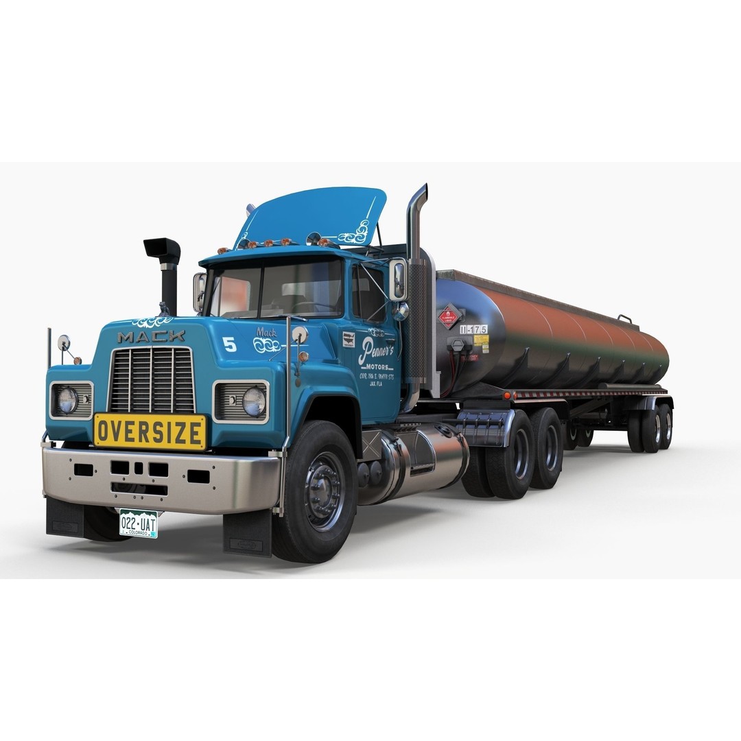 Vintage American Tanker Truck 3D Model – Low Poly Game Asset, FBX - View 10