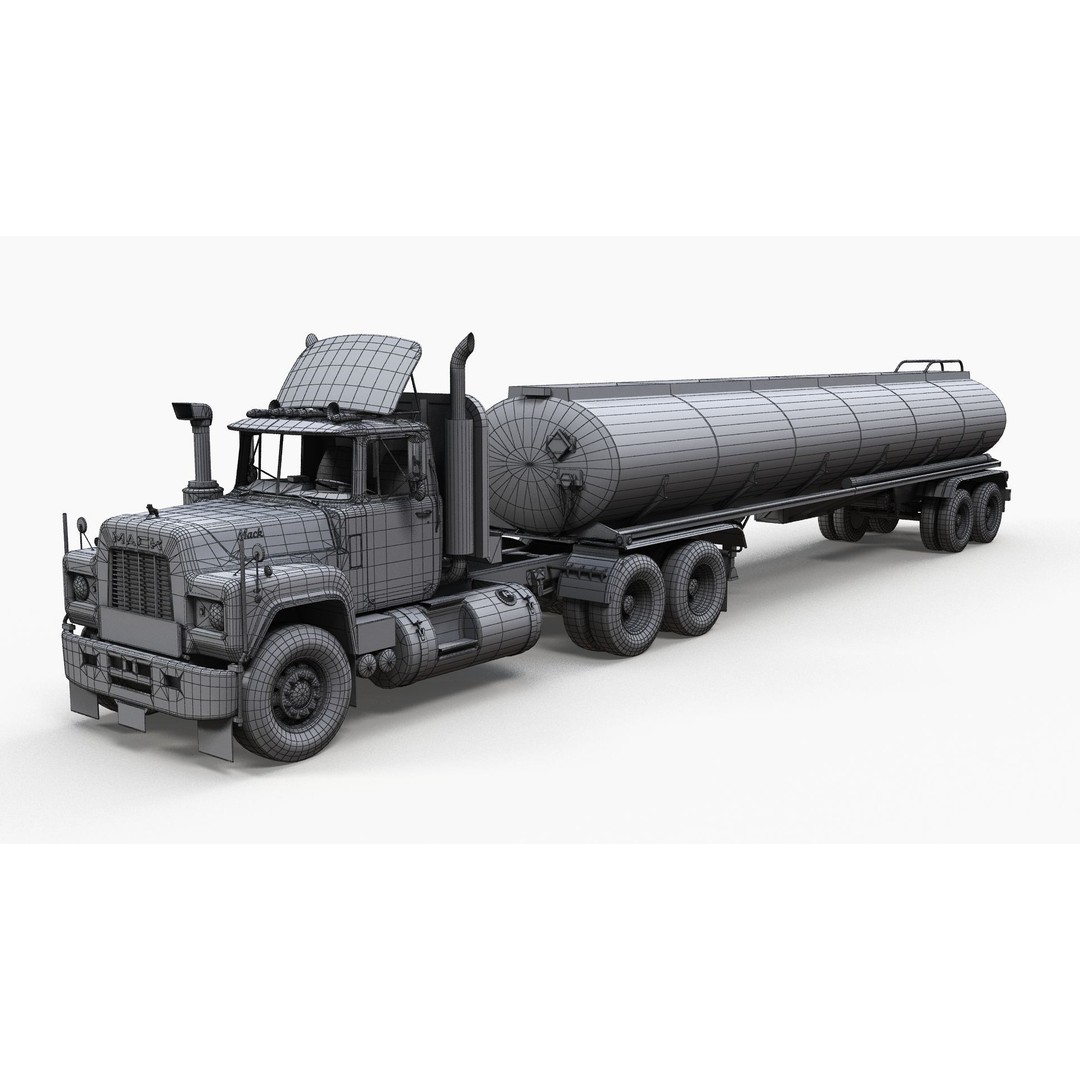 Vintage American Tanker Truck 3D Model – Low Poly Game Asset, FBX - View 11