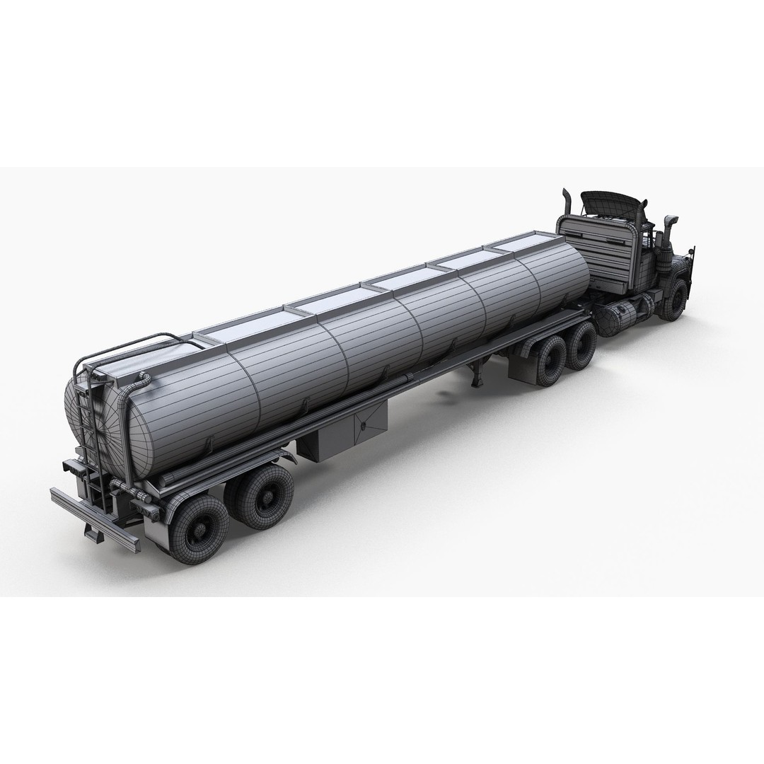 Vintage American Tanker Truck 3D Model – Low Poly Game Asset, FBX - View 12
