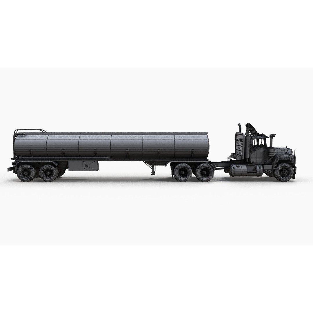 Vintage American Tanker Truck 3D Model – Low Poly Game Asset, FBX - View 13