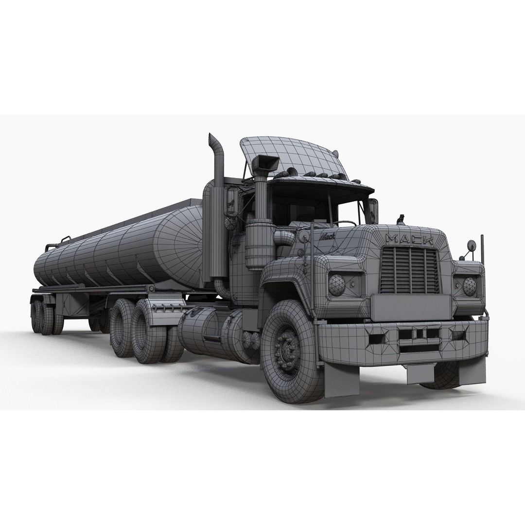 Vintage American Tanker Truck 3D Model – Low Poly Game Asset, FBX - View 14