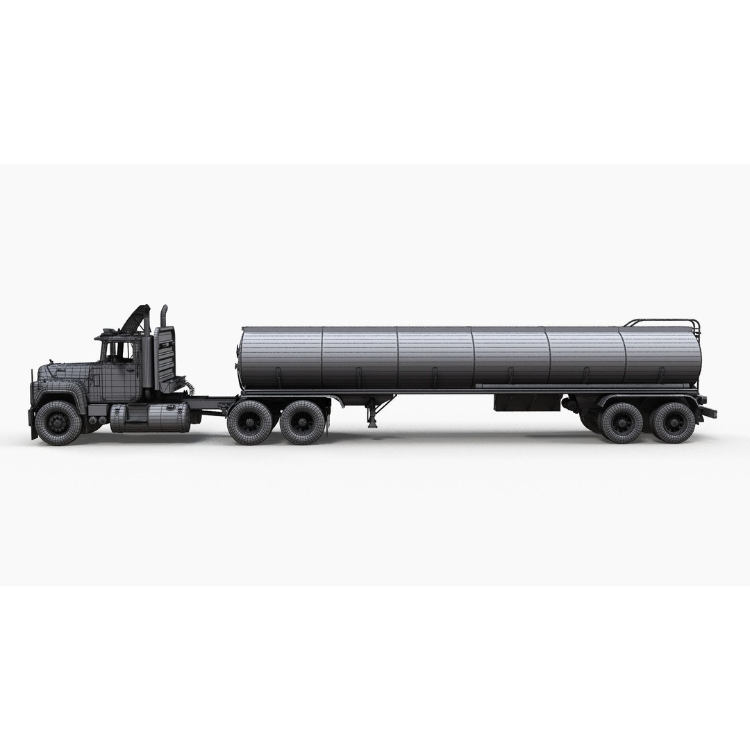 Vintage American Tanker Truck 3D Model – Low Poly Game Asset, FBX - View 16