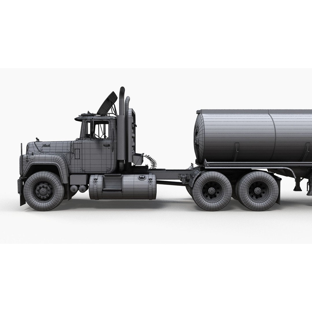 Vintage American Tanker Truck 3D Model – Low Poly Game Asset, FBX - View 17