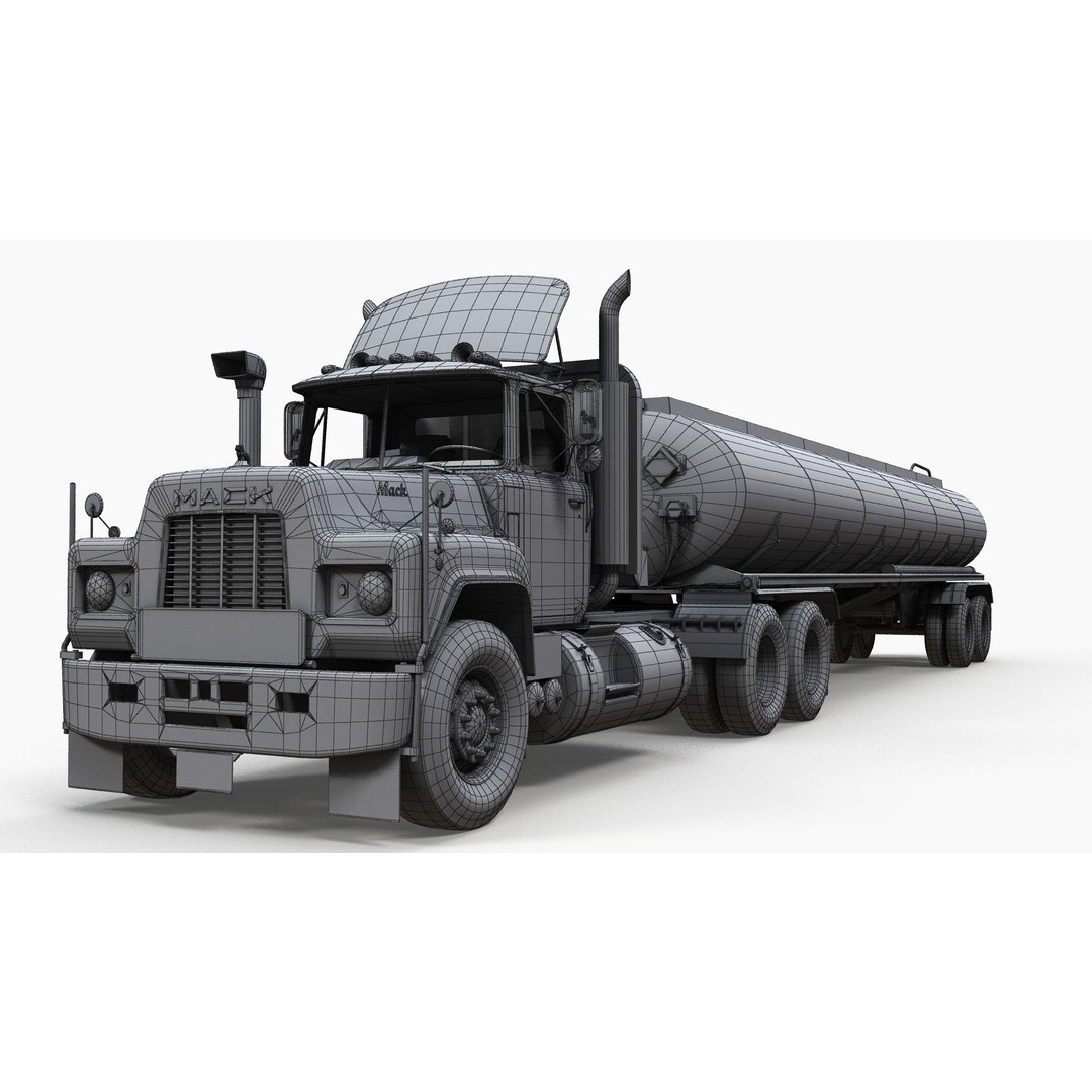 Vintage American Tanker Truck 3D Model – Low Poly Game Asset, FBX - View 18