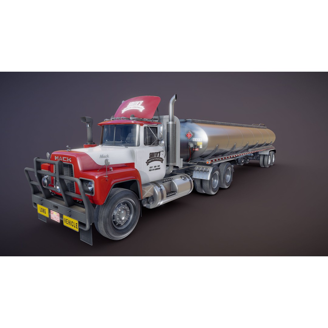 Vintage American Tanker Truck 3D Model – Low Poly Game Asset, FBX - View 19