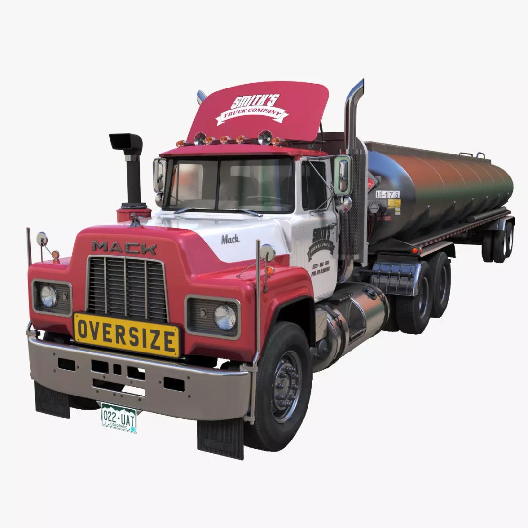 Vintage American Tanker Truck 3D Model – Low Poly Game Asset, FBX - View 2