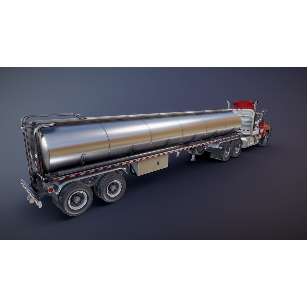 Vintage American Tanker Truck 3D Model – Low Poly Game Asset, FBX - View 20