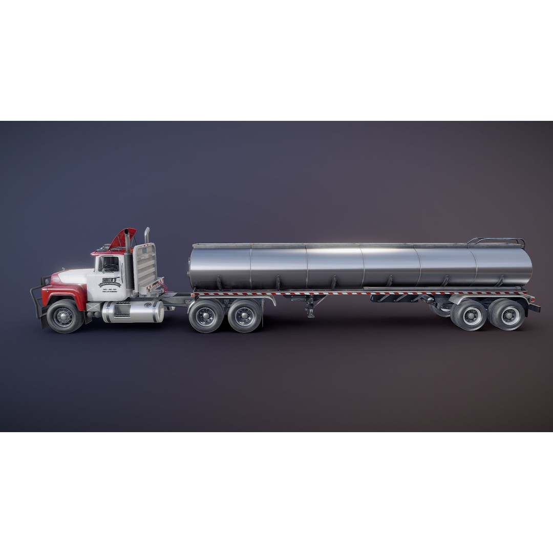 Vintage American Tanker Truck 3D Model – Low Poly Game Asset, FBX - View 21