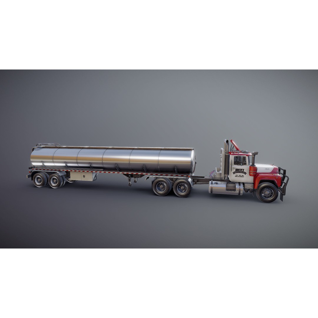 Vintage American Tanker Truck 3D Model – Low Poly Game Asset, FBX - View 22