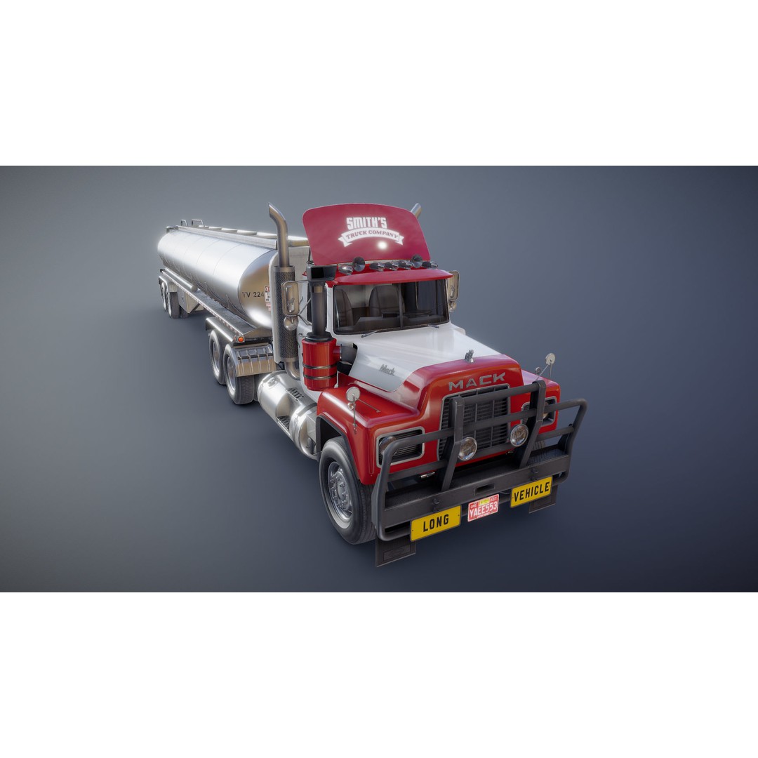 Vintage American Tanker Truck 3D Model – Low Poly Game Asset, FBX - View 23