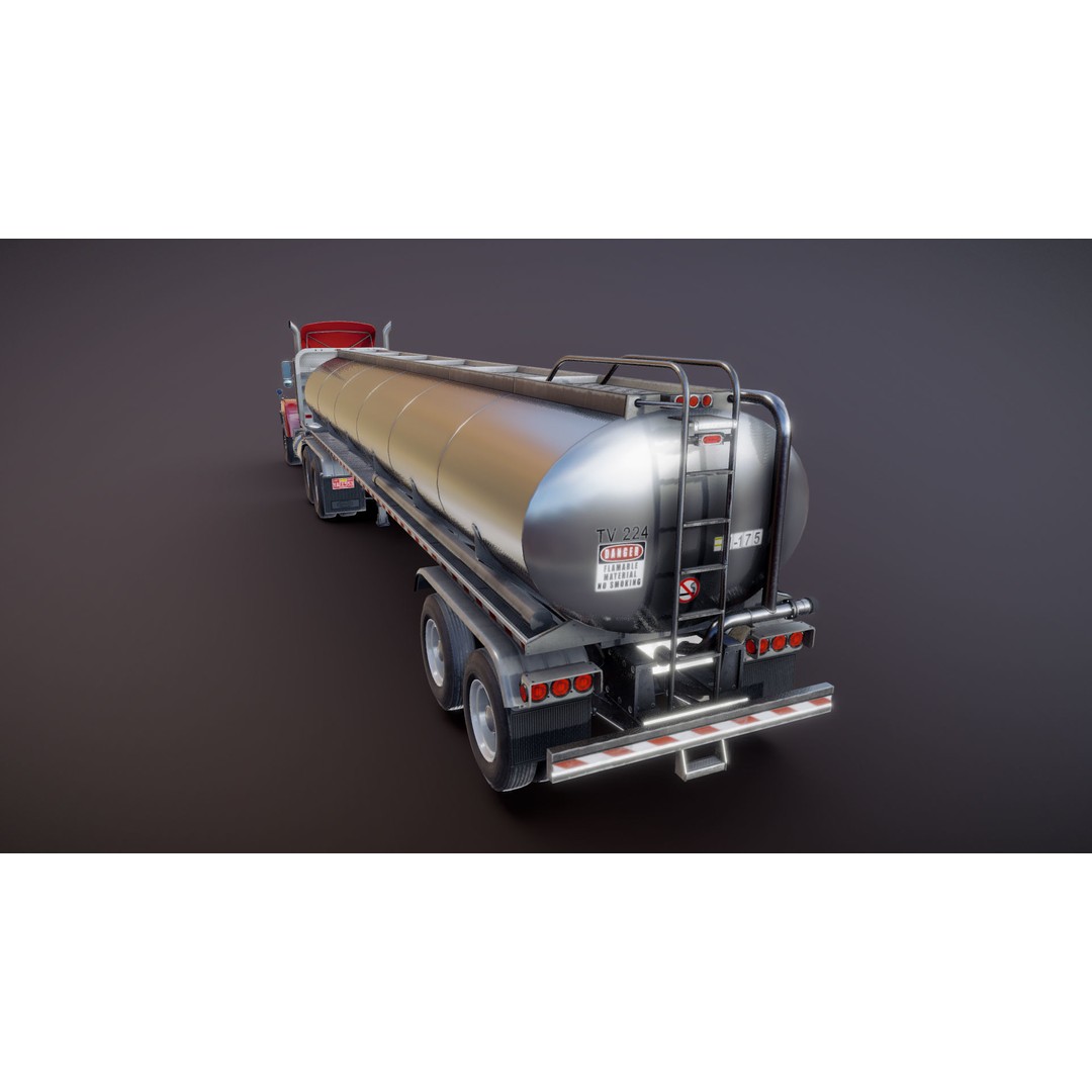 Vintage American Tanker Truck 3D Model – Low Poly Game Asset, FBX - View 24