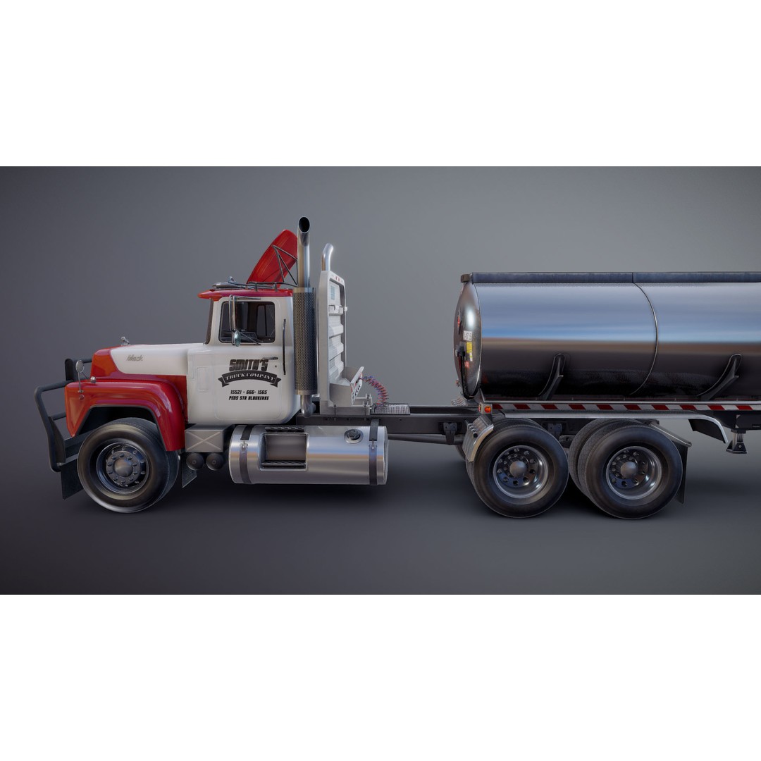 Vintage American Tanker Truck 3D Model – Low Poly Game Asset, FBX - View 25