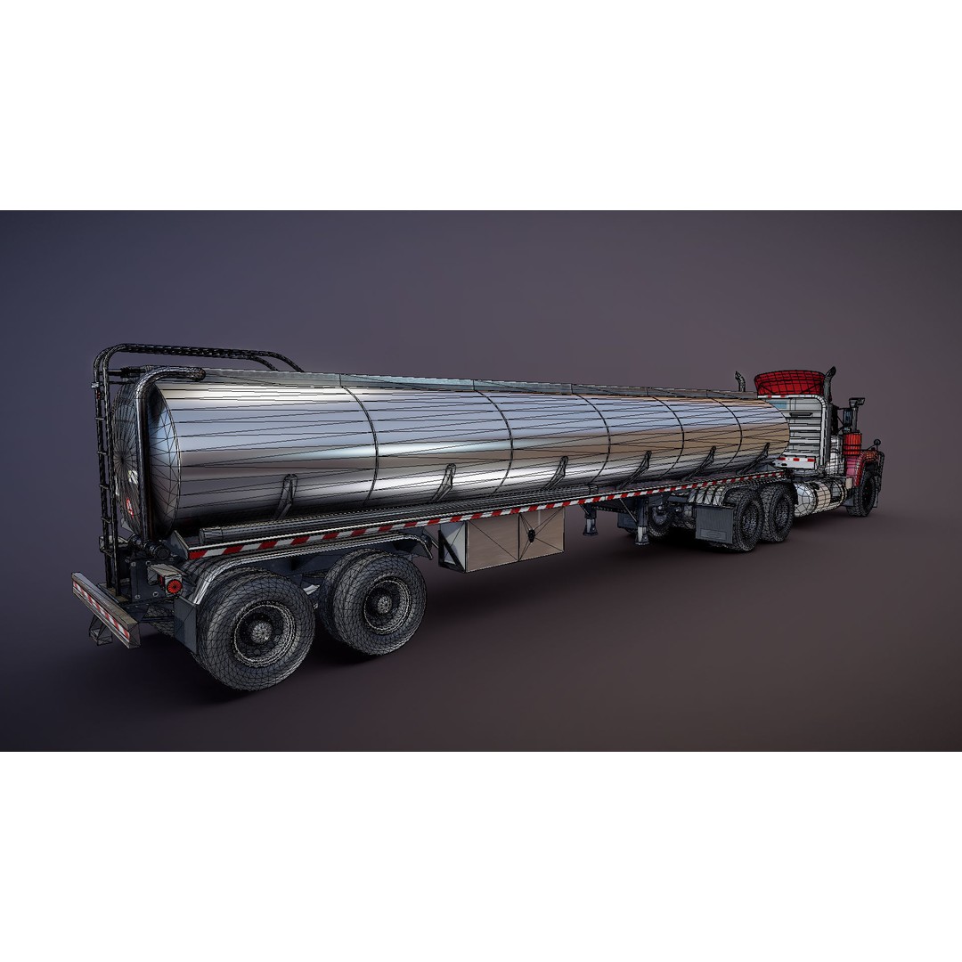 Vintage American Tanker Truck 3D Model – Low Poly Game Asset, FBX - View 30