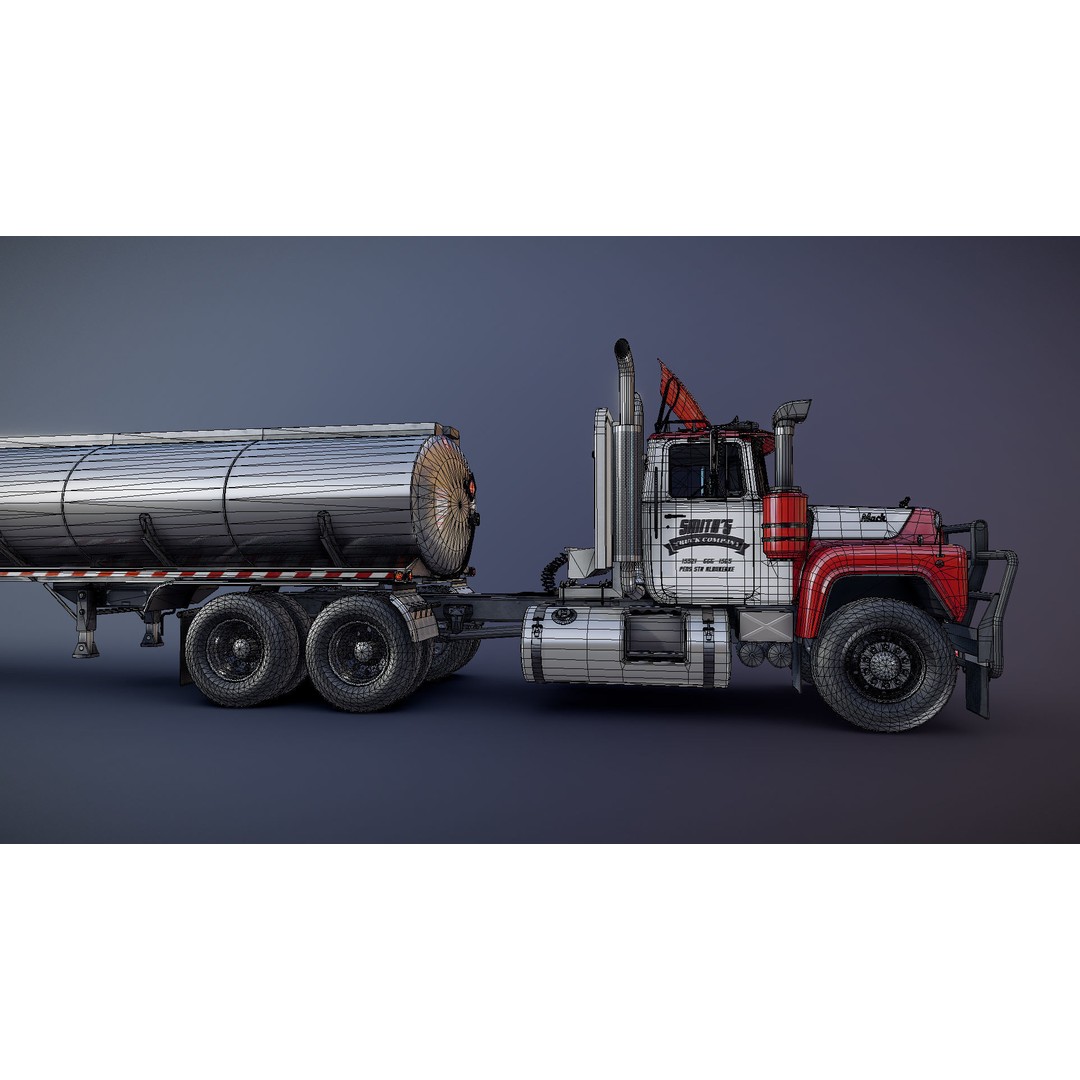 Vintage American Tanker Truck 3D Model – Low Poly Game Asset, FBX - View 31