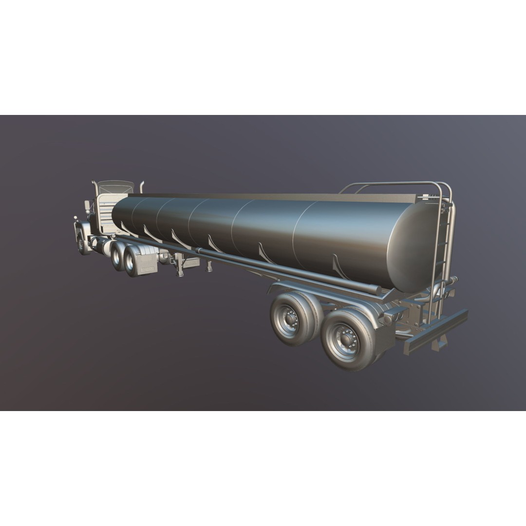 Vintage American Tanker Truck 3D Model – Low Poly Game Asset, FBX - View 34