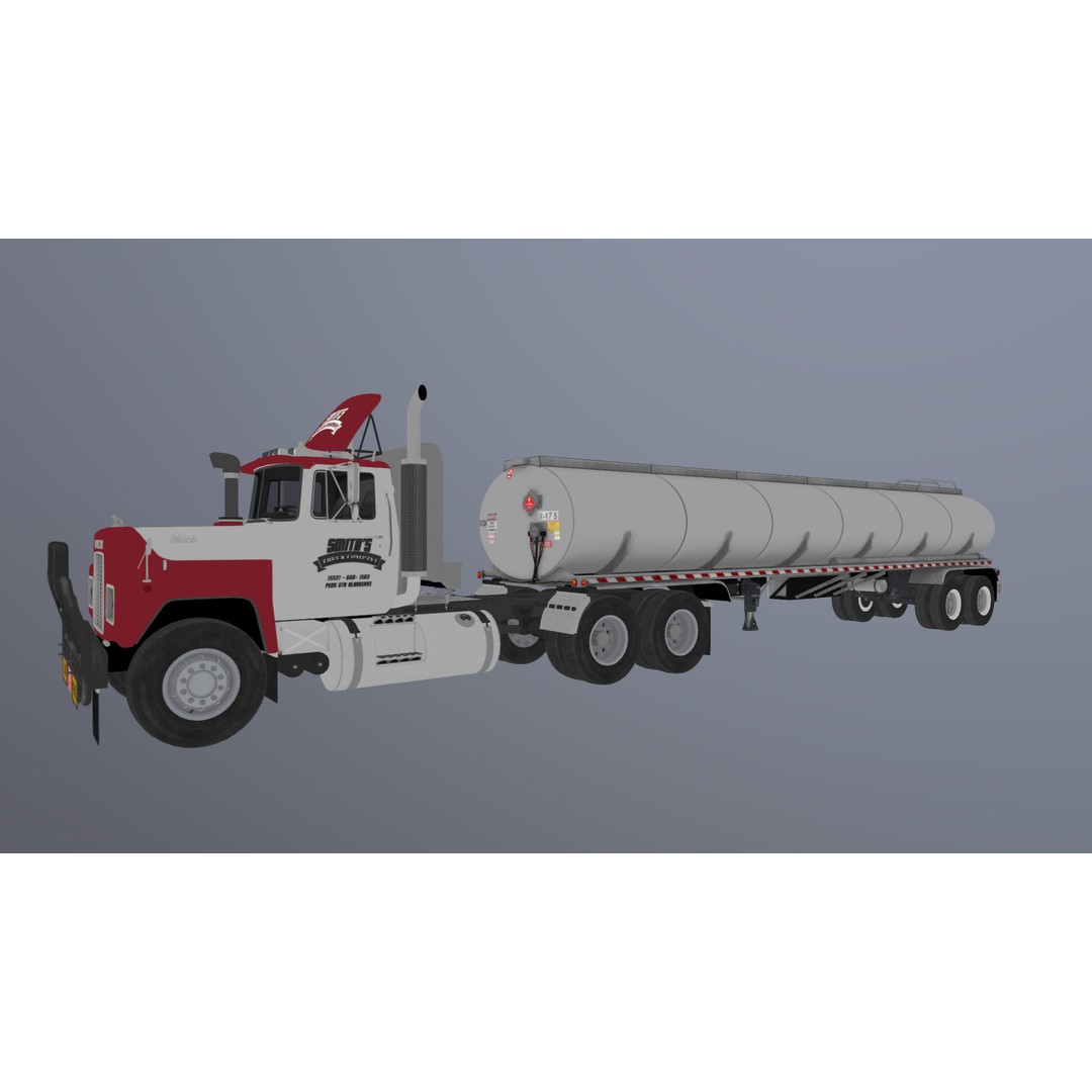 Vintage American Tanker Truck 3D Model – Low Poly Game Asset, FBX - View 36