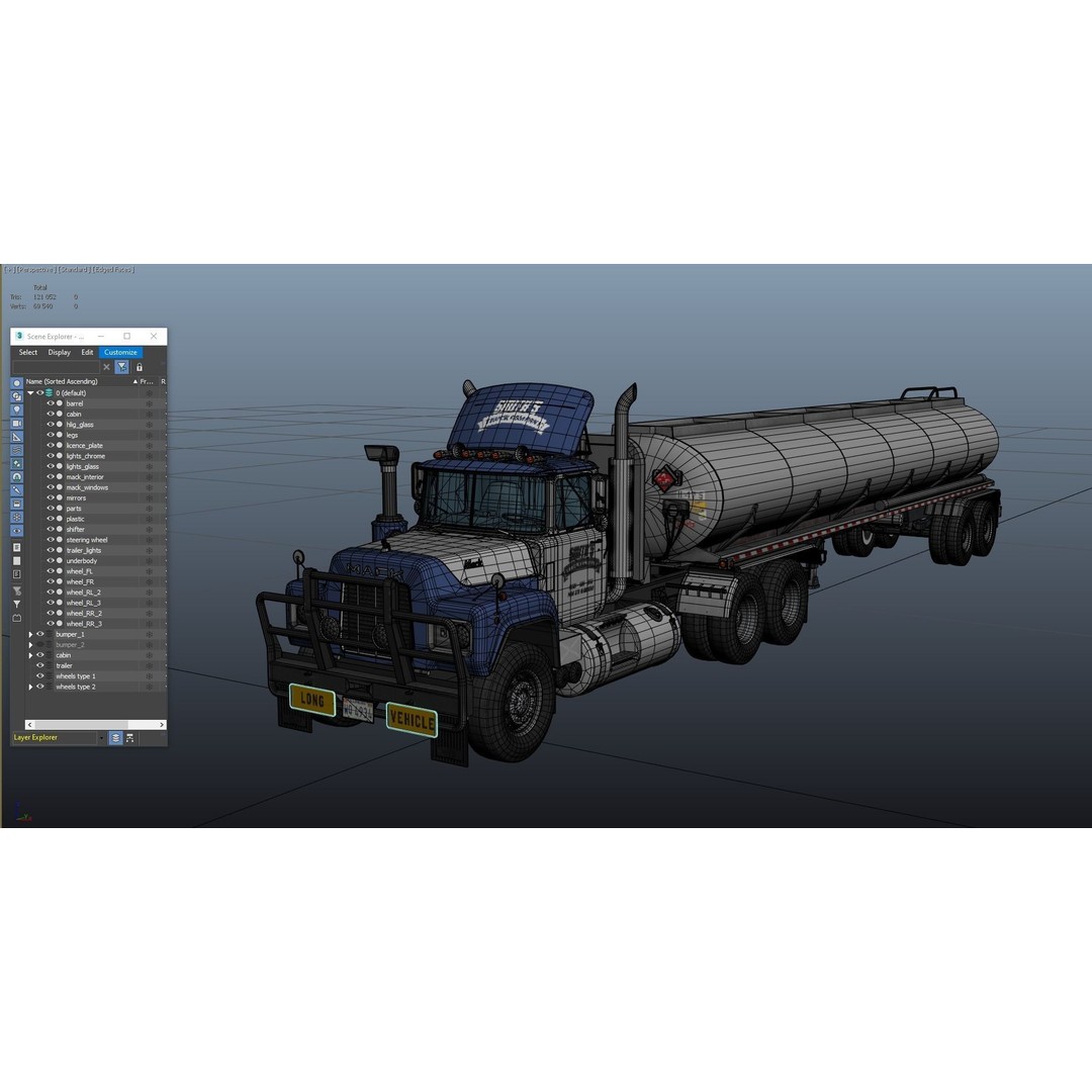 Vintage American Tanker Truck 3D Model – Low Poly Game Asset, FBX - View 39