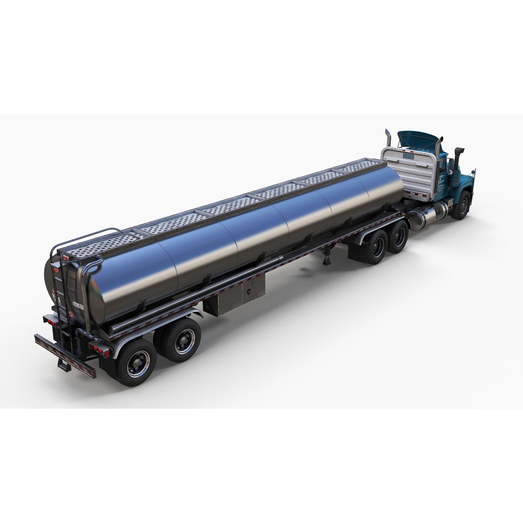 Vintage American Tanker Truck 3D Model – Low Poly Game Asset, FBX - View 4