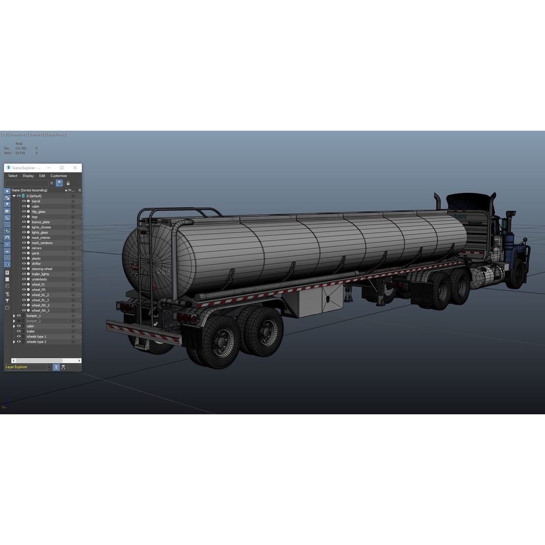 Vintage American Tanker Truck 3D Model – Low Poly Game Asset, FBX - View 40