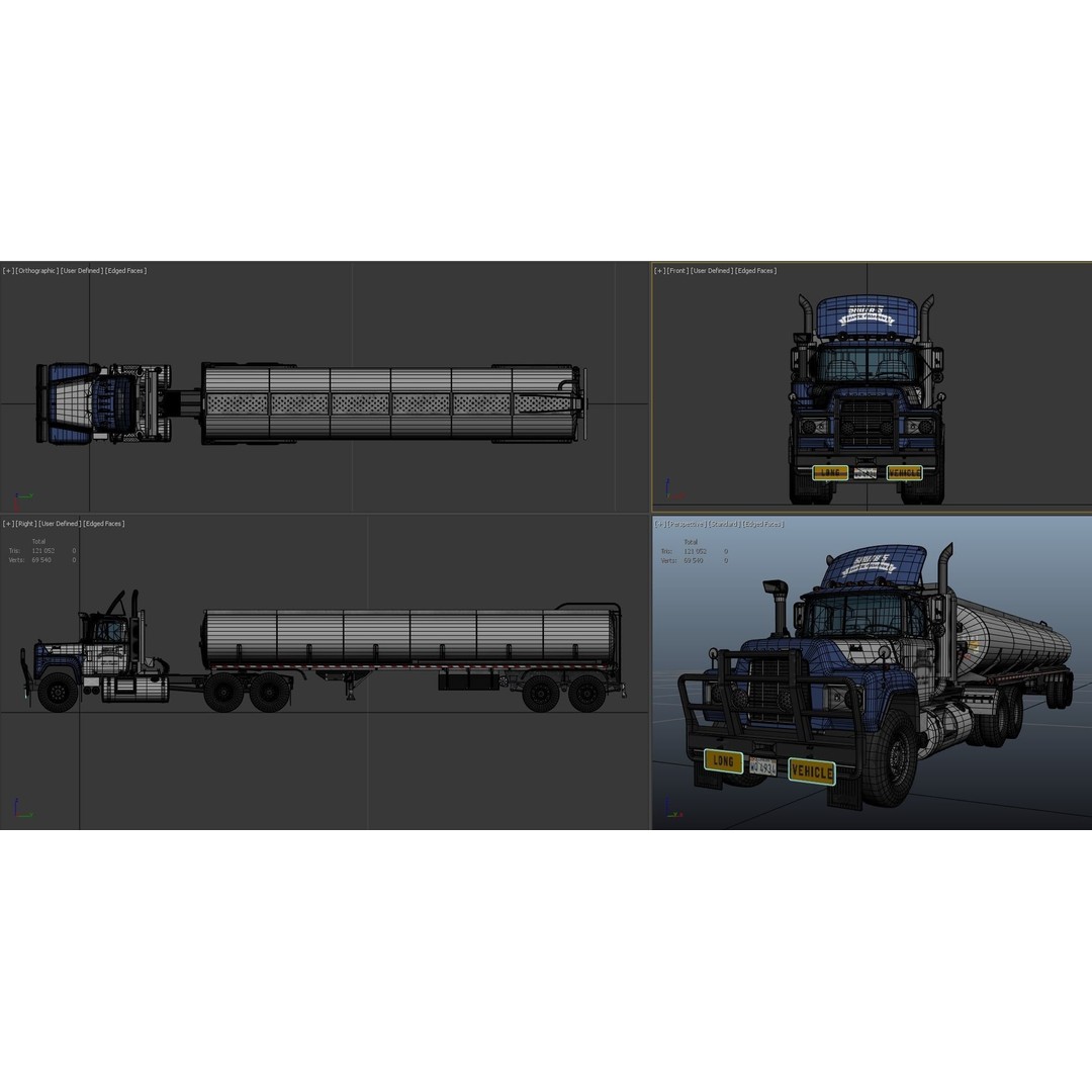 Vintage American Tanker Truck 3D Model – Low Poly Game Asset, FBX - View 41