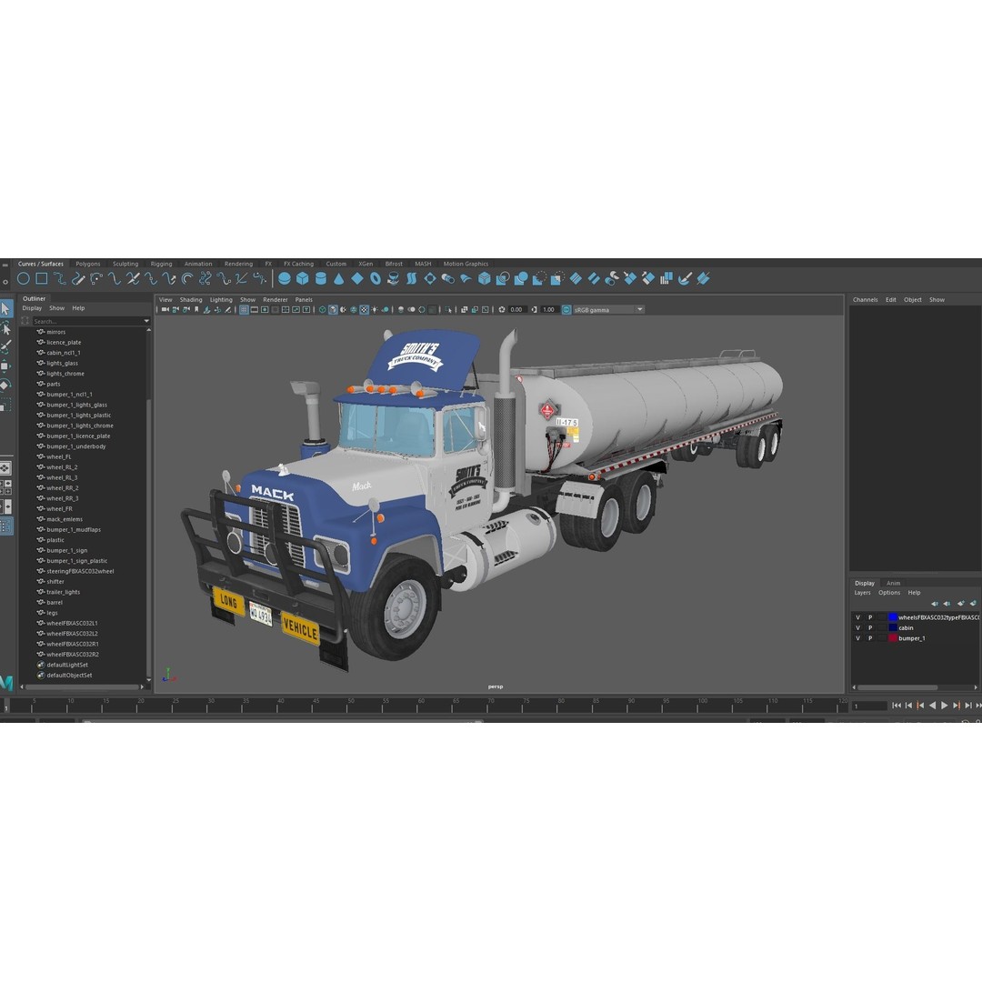 Vintage American Tanker Truck 3D Model – Low Poly Game Asset, FBX - View 42